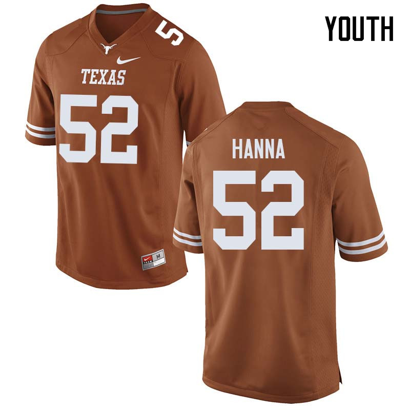 Youth #52 Jackson Hanna Texas Longhorns College Football Jerseys Sale-Orange